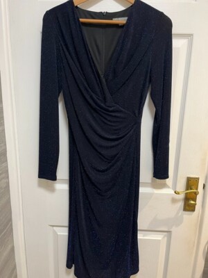 Fenn Wright Manson black/blue evening gown, 12 petite, lined