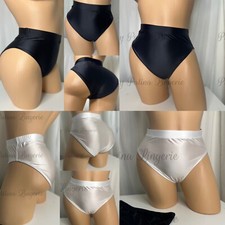 Sz M Slippery Second Skin Satin Hi Cut Leg Hi Waist Brief Panty Vtg Lingerie Lot