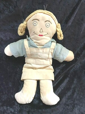 Vtg. 2 face (Awake & Sleeping)  Girl Doll w/yellow yarn hair.