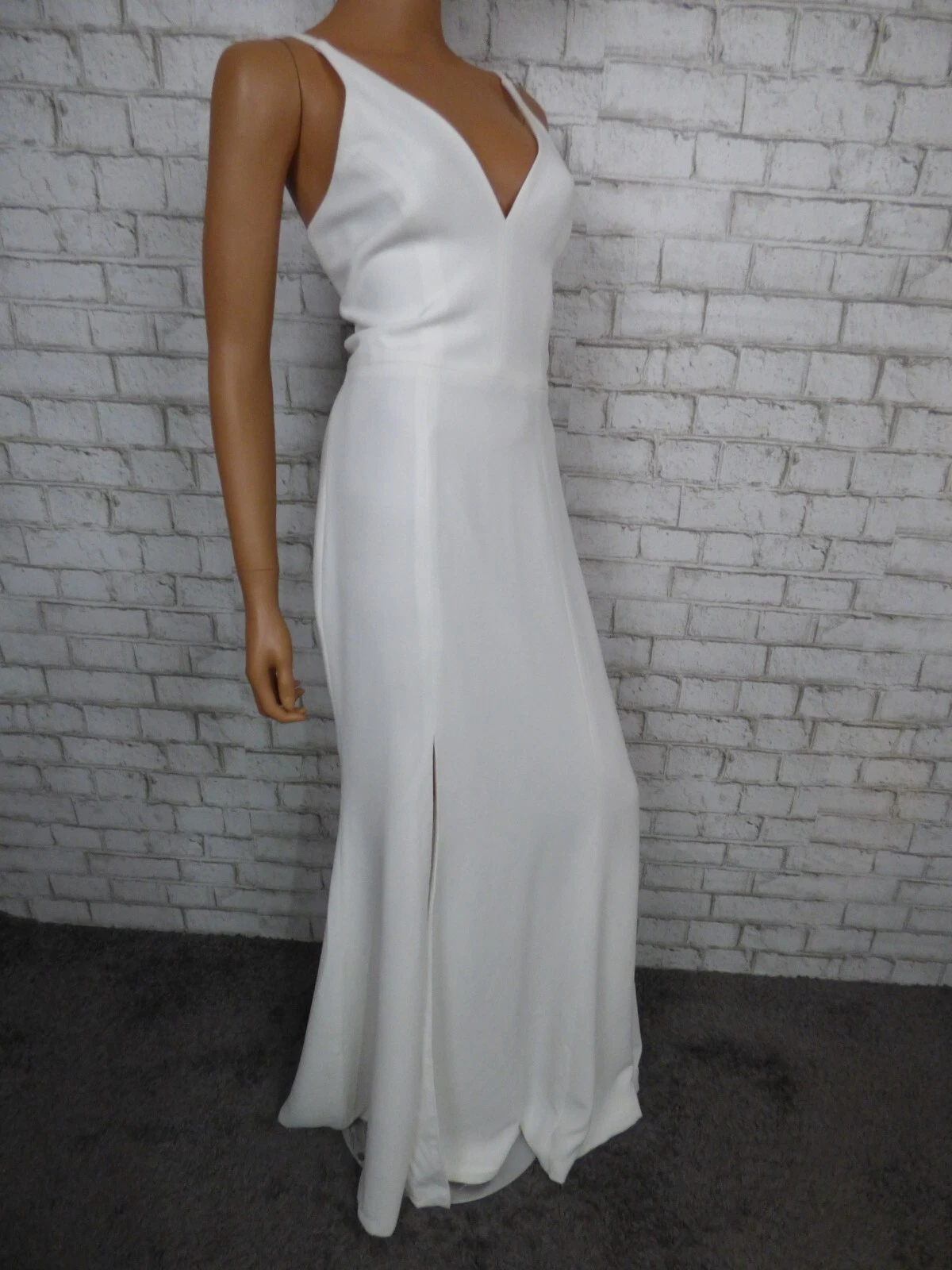 OFF WHITE Abito crepe Dress the Population Iris flit bianco fuori taglia grande NUOVO D448