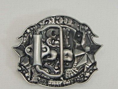 Lucky 13 Reproduction Skeleton Skull Head Stars Belt Buckle