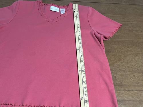 Alfred Dunner Damen großer rosa Pullover Bluse V-Ausschnitt Perlenbesatz Strick Top - Bild 5 von 5