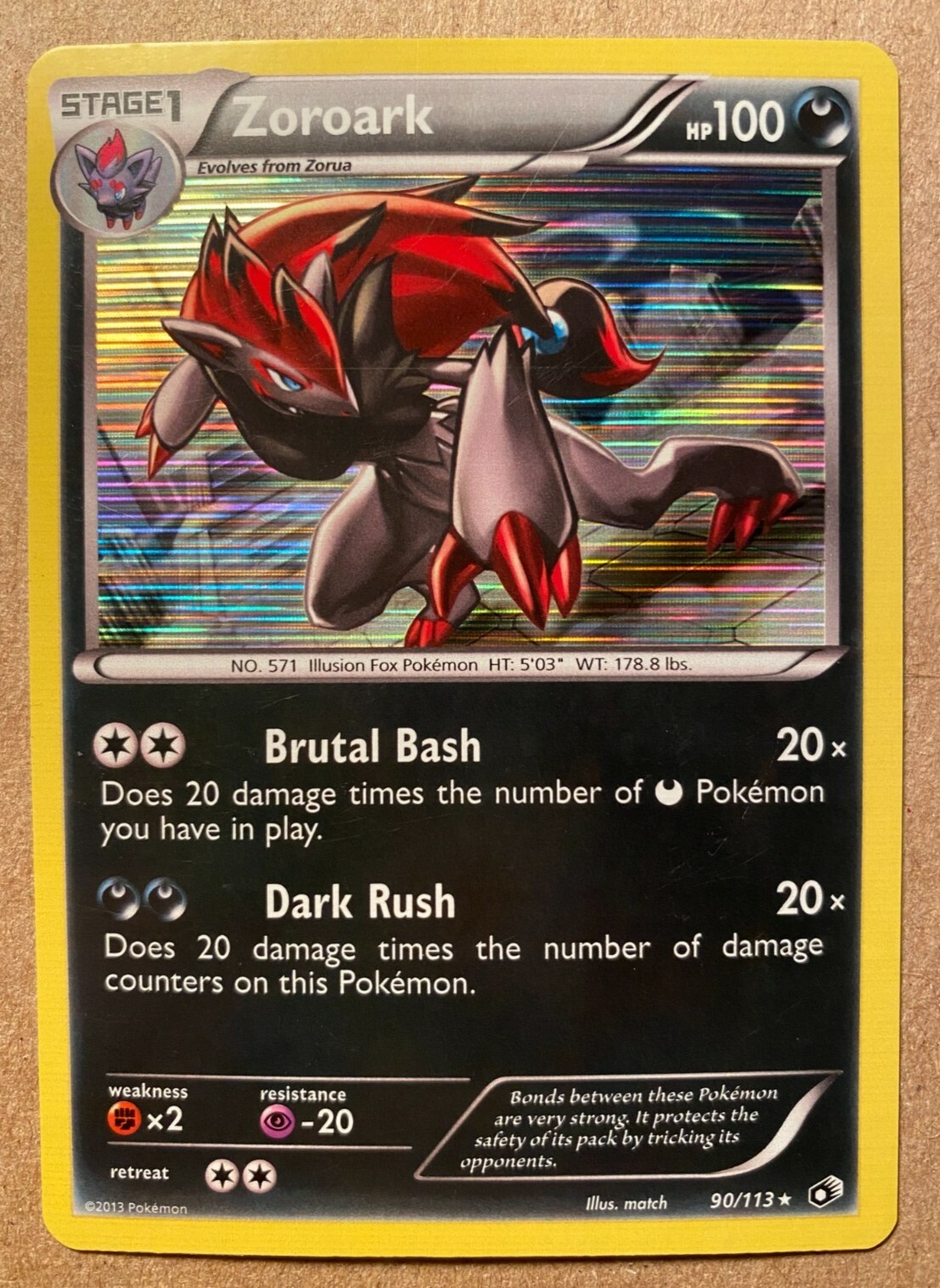 Pokémon TCG Zoroark Reverse Holo 90/113 Legendary Treasures Rare NM