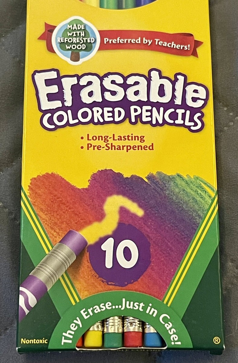 Crayola Radierbare Buntstifte, 10 Stück – Leuchtende Farben, Integrierter Radierer, Leicht Zu Spitzen, Für Schule & Basteln