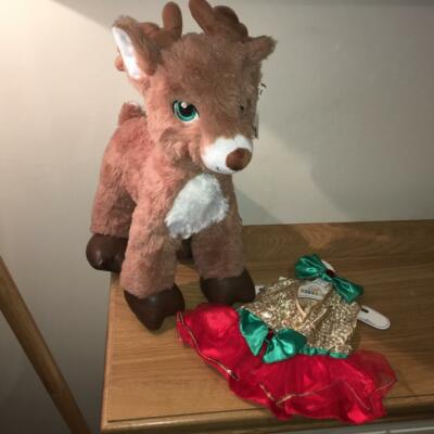 BUILD A BEAR FABRIK SELTENE SANTAS RENTIERE & WEIHNACHTSKLEID & SCHLEIFE BRANDNEU MIT ETIKETT