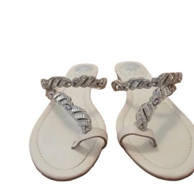 Vince Camuto White Rhinestone sandals, Size 10W