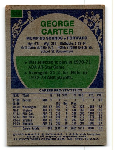 1975-76 Topps Basketball Poor to Good You Choose, Complete Your Set #1-330 - Bild 319 von 459
