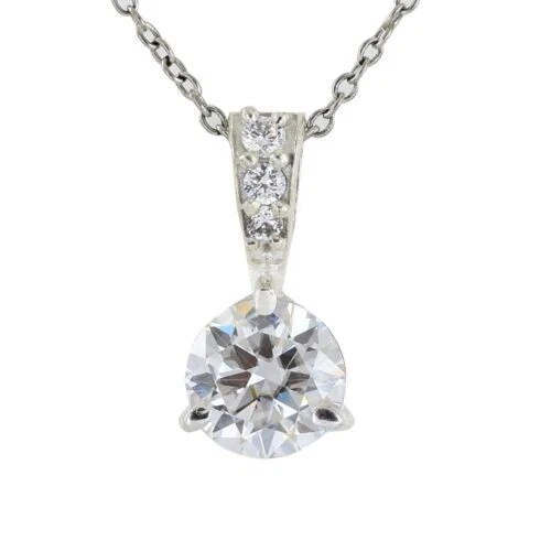 OFF WHITE RARO ciondolo solitario diamante trattato bianco sporco certificato 8 10 ct in argento 925