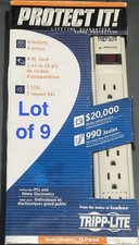  LOT OF 9 Tripp Lite TLP608 Surge Protector, 120V, 6 Outlet, 8' Cord, BRAND NEW