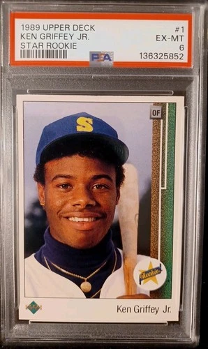 1989 Upper Deck Ken Griffey JR. RC # 1 PSA 6 EX-MT Goos Centering /Sharp Corners