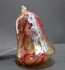 Zorza Handmade Mouthblown Glass Bell Christmas Ornament Red Yellow From Poland