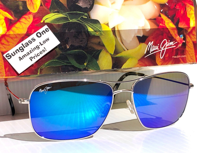 #ad Maui Jim WIKI WIKI Shiny Silver POLARIZED HAWAII Blue Lens Sunglass B246 17 $258.88