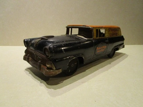 Bandai Tin Friction 1955 Ford "Standard Coffee" Panel Wagon Car Truck - 12"