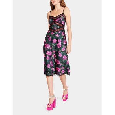 betsey johnson hollywood midi dress Last One! BETSEY JOHNSON Hollywood Floral Lace Trim Midi Slip Dress 266 3J0