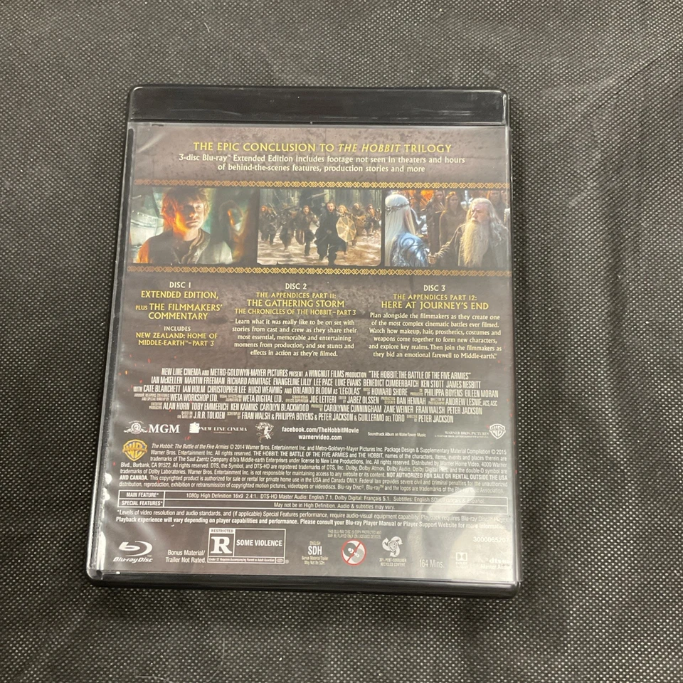 The Hobbit: The Battle of the Five Armies Extended Edition Blu-ray W/Slip Cover - Image 4 of 4