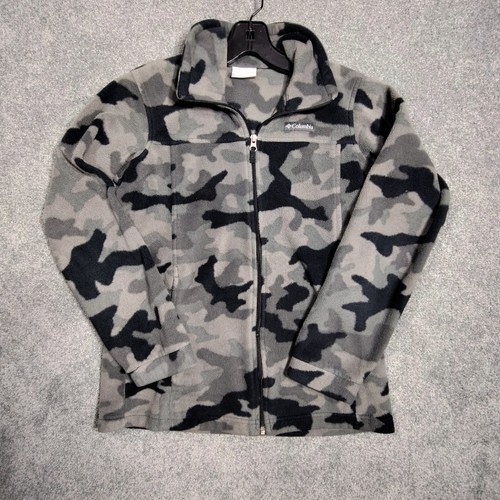 Columbia Fleece Pullover Jacket Gray Camo Quarter Zip Mens Size L