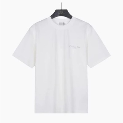 Dior White Logo Short Sleeve Cotton Crew Neck T-Shirt Men's Size L New with Tags
