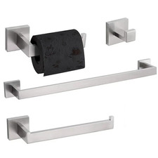 4-Pieces Matte Silver Bathroom Hardware Accessories Set 24 Inch Towel Bar