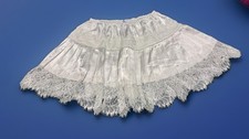 Y2K Silky White Thick Lace Hem Skirt Coquette Kawaii Academia Preppy Pleated L