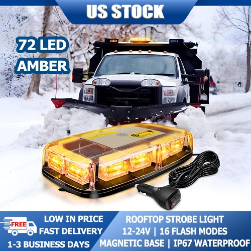 72LED Emergency Strobe Light IP67 Magnetic Mode Memory 12-24V Rooftop Use US