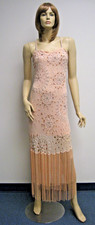 Sue Wong Silk Dress Y2K Flapper Hand Beaded Evening Gown Champaign Fancy New H5
