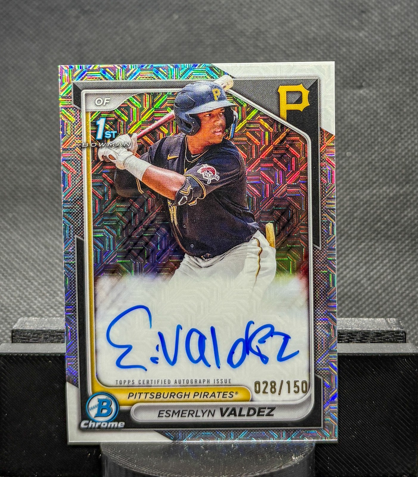 Esmerlyn Valdez 2024 Bowman Chrome 1st HTA Mojo Refractor Auto /150 Pirates