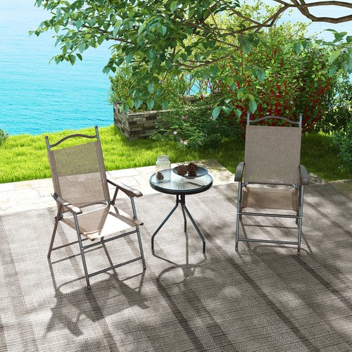 Outsunny Set 6 Sedie da Giardino Pieghevoli in Tessuto con Braccioli Marrone - Foto 3 di 10