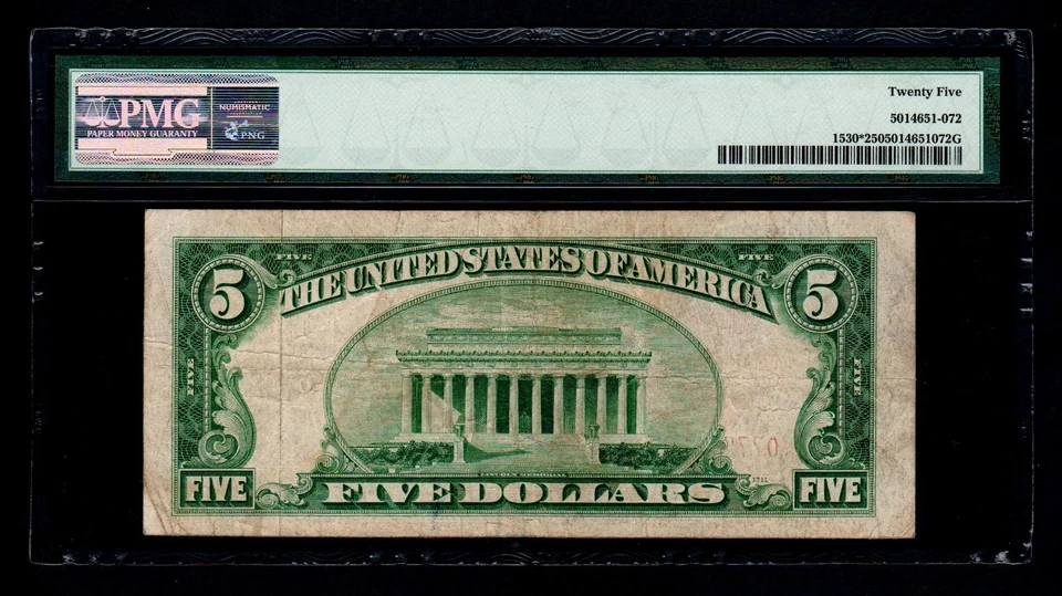 STAR 1928-E $5 Legal Tender Note Fr#1530* PMG VF 25 - Image 2 of 2