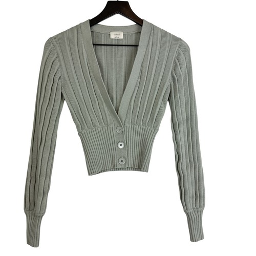 Aritzia Wilfred Plunge Crop Cardigan Pullover Salbeigrün - Größe S