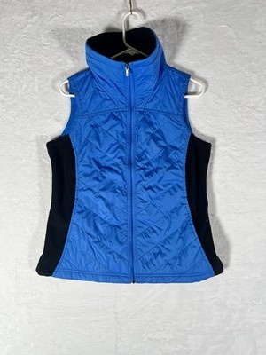 Columbia Womens Medium Blue Quilted Puffer Vest Fleece Side Zip