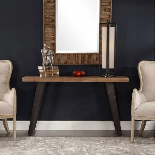 Uttermost 24877 Freddy Console Table Weathered Oak and Textured Aged Black - Picture 5 of 8