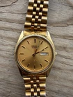 Seiko Men's Vintage 5H23 8029 Quartz Watch Day/Date Yellow Gold Tone New Batt