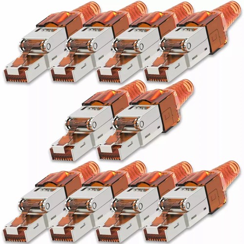 10x Netzwerkstecker CAT 7 Werkzeuglos RJ45 Netzwerk Metall Stecker Verlegekabel - Afbeelding 13 van 13
