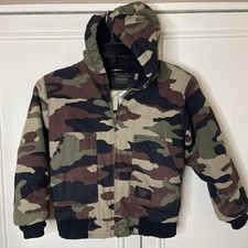 Walls Blizzard Pruf Jacket Boys M 8/10 Woodland Camo Canvas Insulated Hunting