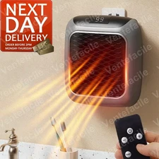 Portable Electric Heater Plug In Wall Space Heater+Remote Adjustable Thermostat