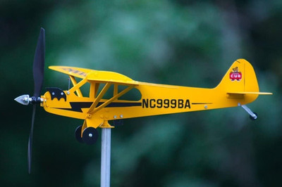 Airplane Weathervane 3D Kinetic Metal Wind Vane Garden Yard Outdoor Decor