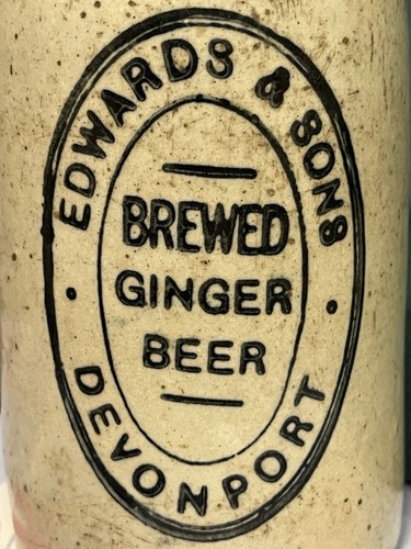 Antique Stoneware Ginger Beer Bottle Tasmania - Edwards Devonport