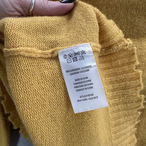 Minnie Rose Sweater Womens XS Distressed Cashmere Crewneck Yellow Cottagecore - Picture 12 of 13