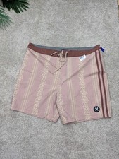 Hurley Board Shorts Mens 38 Pink Floral Tropical Stripe Surf Swim Trunks Beach
