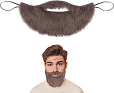 Men Fake Beard Adult False Mustache with Elastic Band Costume Facial Hair for Co