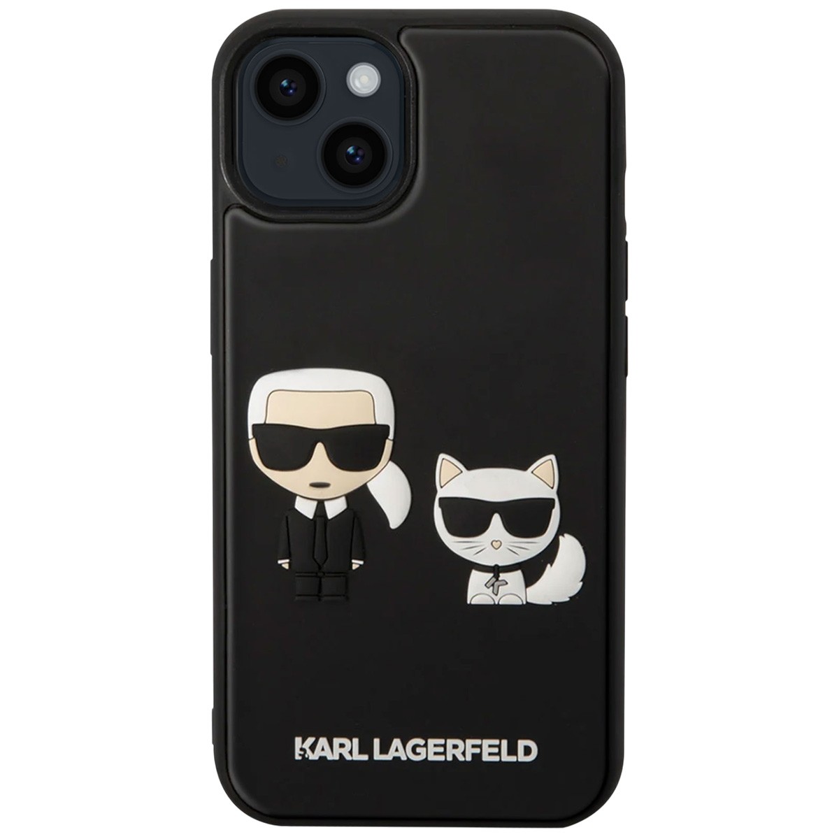 Coque de protection iPhone 14 Plus Karl & Choupette en caoutchouc noir 3D - 2
