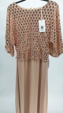 Mother of Bride Sequin Dress, Size M, Champagne Gold, 3/4 Sleeve