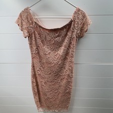 Ambiance Pink Lace Floral Bodycon Dress Off Shoulder Cap Sleeve Short M