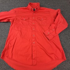 Vtg Wrangler Shirt Mens 17.5 35 Red Cowboy Cut Western Snap Front X-Long Tails