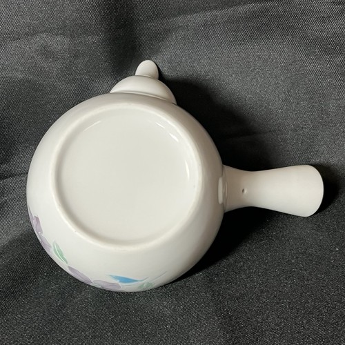 Japanese Kyusu Style Teapot White With Purple Flowers - Picture 10 of 10