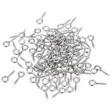120Pcs 304 Stainless Steel 10x4mm Small Eye Screws Mini Eye Pins Silver