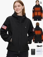 Heated Jacket for women with 12V Battery Pack - 5 Heat Zones Soft shell Electric