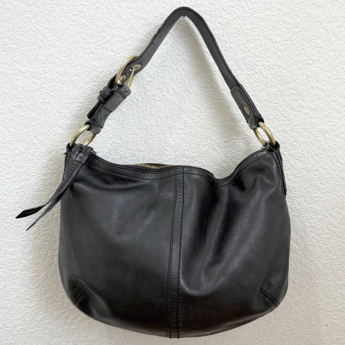 Vintage Y2K COACH F11838 Black Soft Pebbled Leather Hobo Shoulder