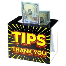 Tip Jar Acrylic Tip Box for Bartender Bars 6 x 4 x 5 Inch Tip Collection Box ...