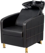 Salon Backwash Chair with Porcelain Shampoo Bowl  Chrome Faucet  Armrests New